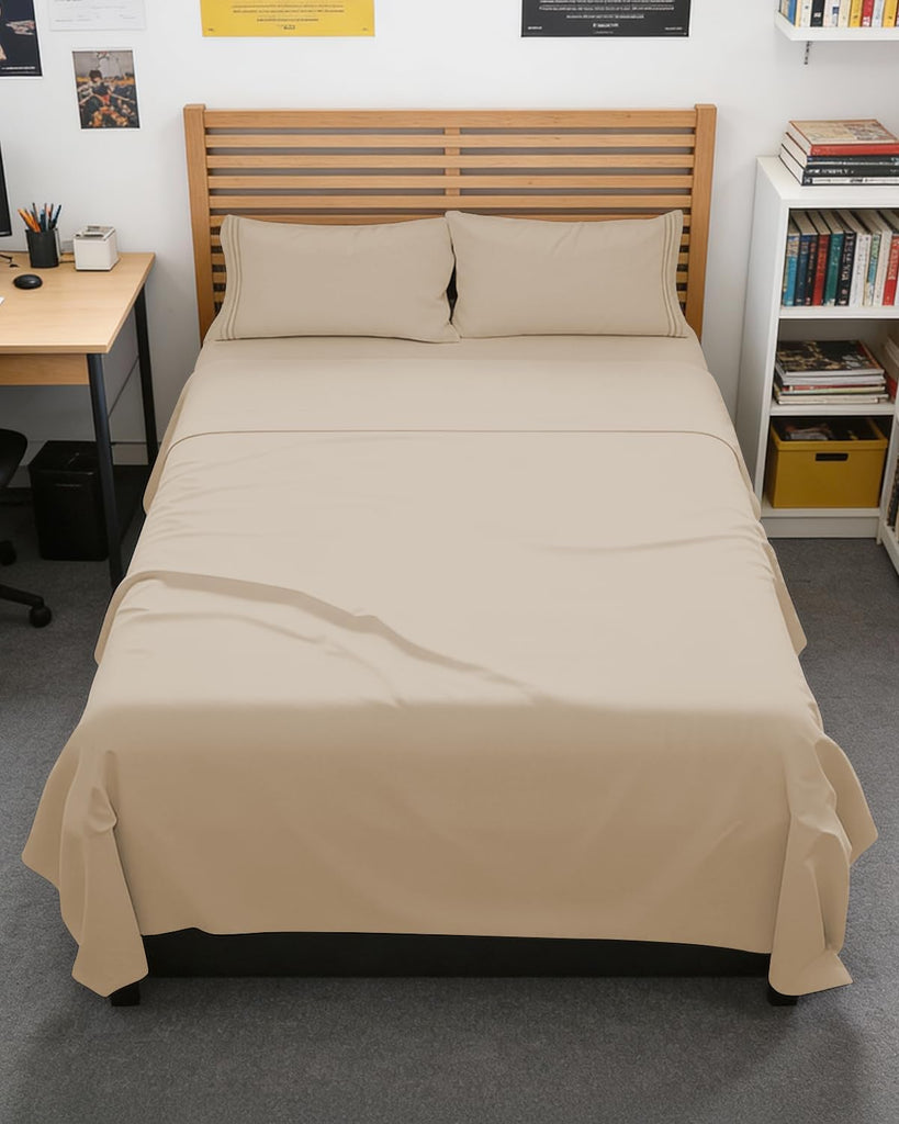 Full XL Sheets - 4 Piece Full XL Sheet Set - Breathable & Cooling - Cream