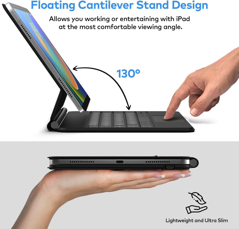 Funda con Teclado runelk para iPad 10.ª / 11.ª Gen (A16) - Lamp Black