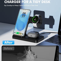 SMILE STATION store Wireless Charger for Samsung, 3-in-1 Foldable Charging Station
