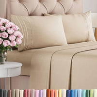 Queen Size 4 Piece Sheet Set - Comfy Breathable & Cooling Sheets - Cream