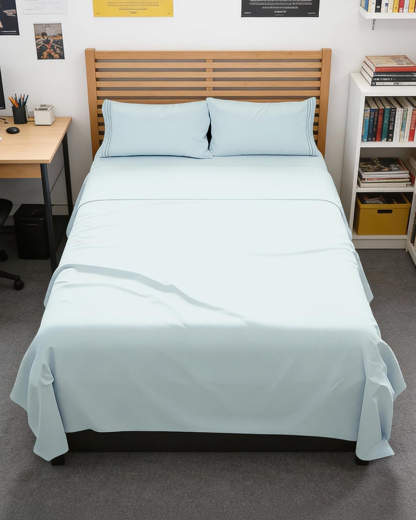 Full XL Sheets - 4 Piece Full XL Sheet Set - Cool & Breathable - Ice Blue