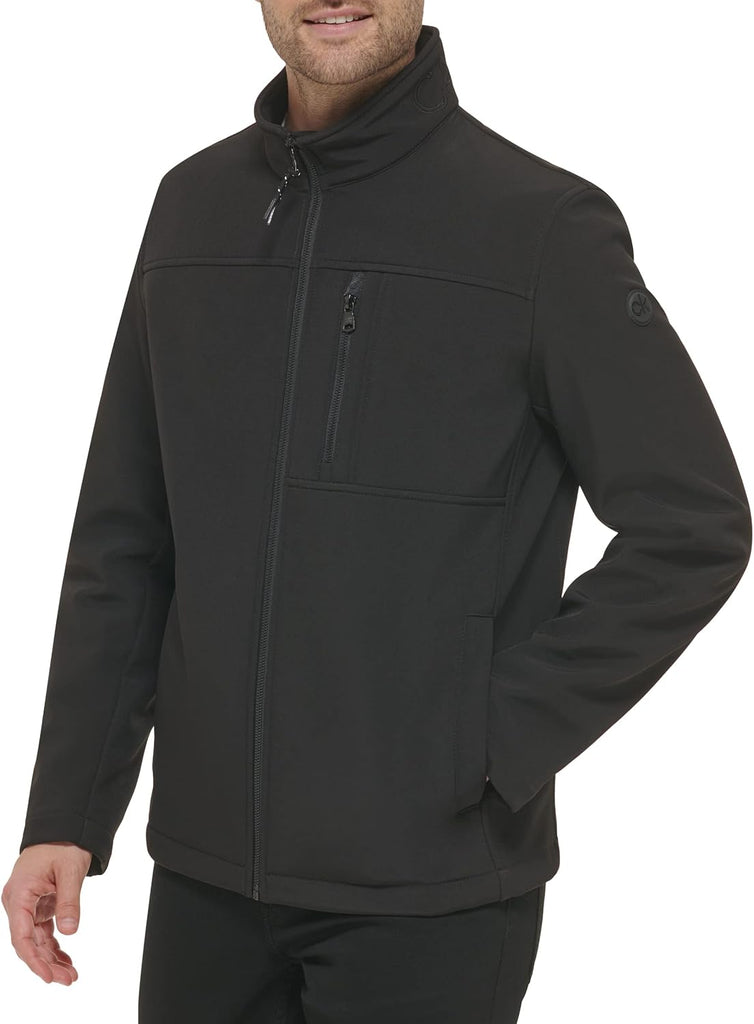 Calvin Klein Men's Water Resistant, Windbreaker Jackets for Men (Standard and Big and Tall), Deep Black, Small