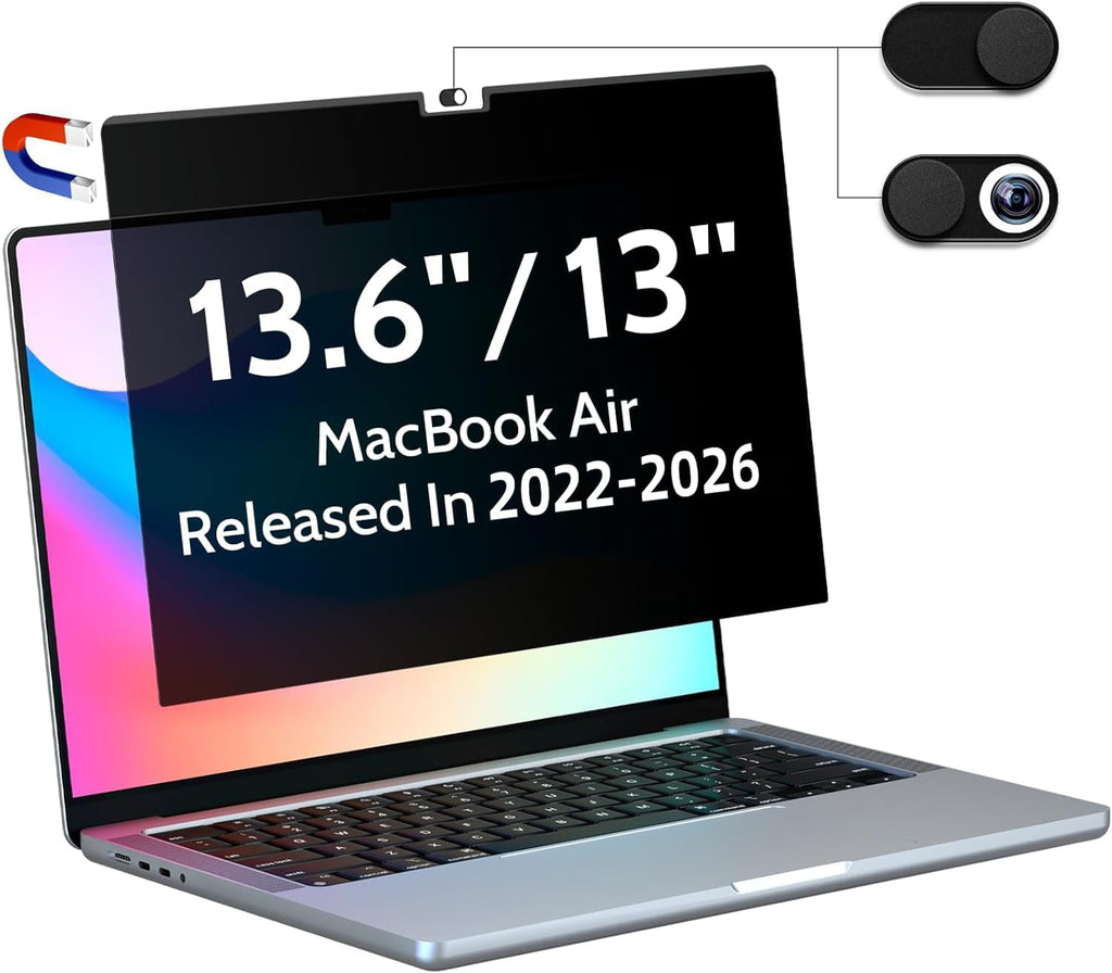 Peslv Magnetic Privacy Screen for Macbook Air 13.6/13 Inch (2022-2026, M2, M3, M4, M5), Removable Matte Anti Glare Blue