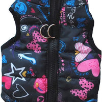 MaruPet Winter Dog Vest - Waterproof & Windproof, Warm for Cold Weather, Small & Medium Dogs (XS), Hearts Pattern