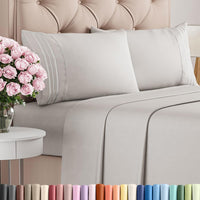 Queen Size 4 Piece Sheet Set - Breathable & Cooling Sheets - French Grey
