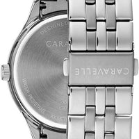 Caravelle by Bulova Men's Dress Quartz Silver Tone Stainless Steel Watch, Black Dial Style: 43B158