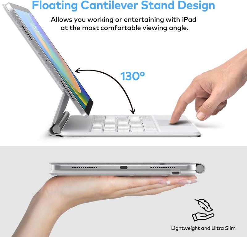 Funda con Teclado runelk para iPad 10.ª / 11.ª Gen (A16) - Blanco