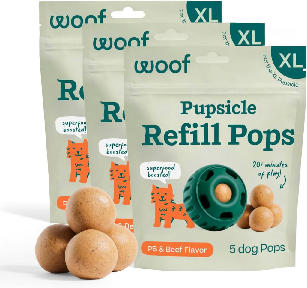 WOOF Pupsicle Peanut Butter & Beef Refill Pops Dog Treats, XL, 3 Pack