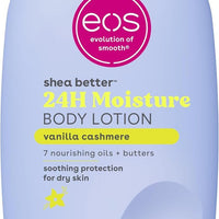 eos Shea Better Loción corporal Vanilla Cashmere, cuidado de la piel con humedad las 24 horas, ligera y no grasosa, karité natural, vegano, loción corporal de vainilla, 16 onzas líquidas