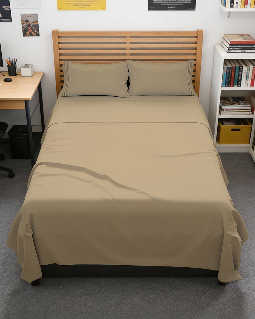 Full XL Sheets - 4 Piece Full XL Sheet Set - Breathable & Cooling - Beige