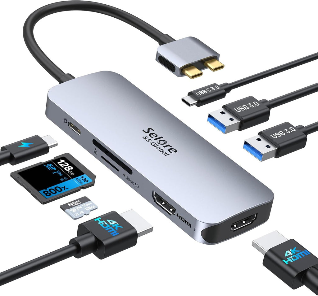 Selore Laptop Docking Station, Dual Monitor USB C Hub for MacBook
