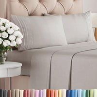 King Size 4 Piece Sheet Set - Breathable & Cooling Sheets - Light Grey