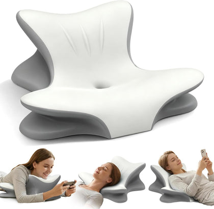 Tujami Cervical Neck Pillow for Pain Relief, Ergonomic Reading Pillow for Bed, Contour Wedge Pillow Back Support Pillow, Orthopedic Memory Foam Pillows for Sleeping, Use Lying Reading