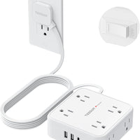 TESSAN Surge Protector Power Strip with 900J Surge Protection, 10 Ft, White