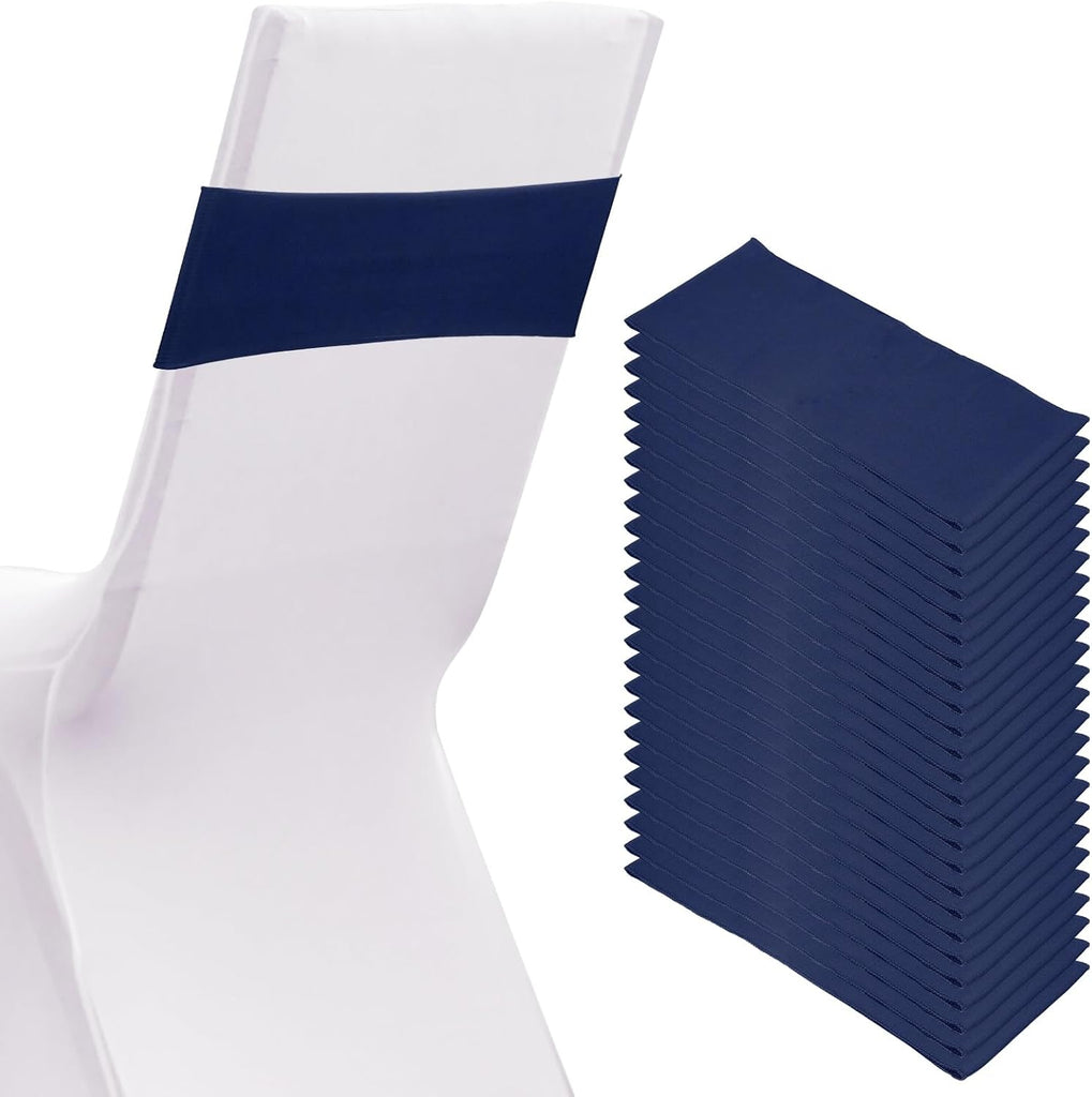 PATIKIL 25Pcs Spandex Chair Sashes Bows w/Slider Buckle Dark Blue