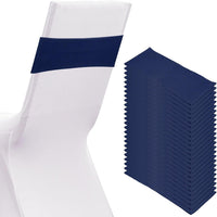 PATIKIL 25Pcs Spandex Chair Sashes Bows w/Slider Buckle Dark Blue