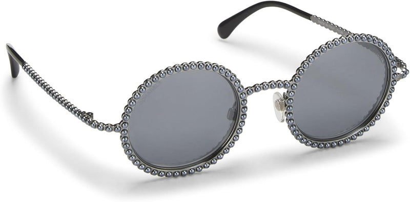 CHANEL Pre-loved Silver Metal Round Sunglasses 71138, Silver