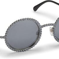 CHANEL Pre-loved Silver Metal Round Sunglasses 71138, Silver