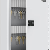 Uniclife 60 Position Slotted Key Cabinet with Combination Lock Resettable White Digital Security Storage Box Steel Key O