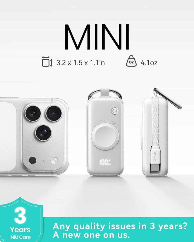 INIU SnapGo Portable Charger, 5000mAh Mini Power Bank for Apple Watch