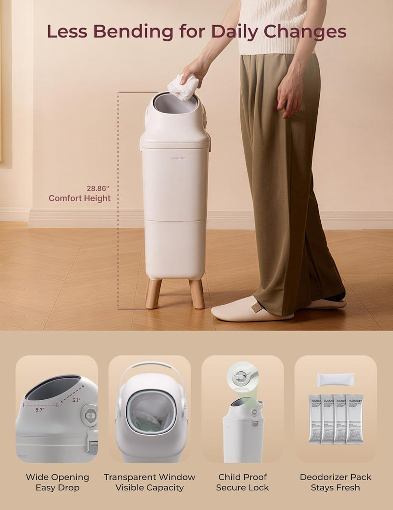 Momcozy Cubo para Pañales con Control de Olores