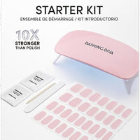 Dashing Diva Glaze Nail Starter Kit - Pale Blush - Long Lasting, Chip Resistant, Semi-Cured Gel Nail Strips - 7-Piece Ma