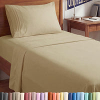 Twin XL 3 Piece Sheet Set - College Dorm Room Essentials - Beige