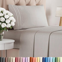 Twin Size 3 Piece Sheet Set - Breathable & Cooling Sheets - Light Grey