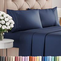 Queen Size 4 Piece Sheet Set - Breathable & Cooling Sheets - Navy Blue - 17 - Emerald Green / Twin