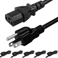 5 Pack 3-Prong Replacement Computer Power Cord 10FT AC Power Cord Cable