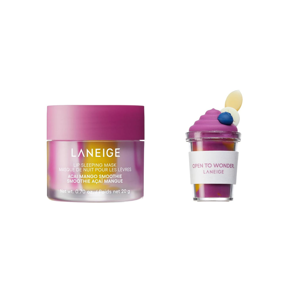 LANEIGE Lip Sleeping Mask & Topper, Limited-Edition, Acai Mango Smoothie: Marbled Korean Overnight Treatment For Dry Lip