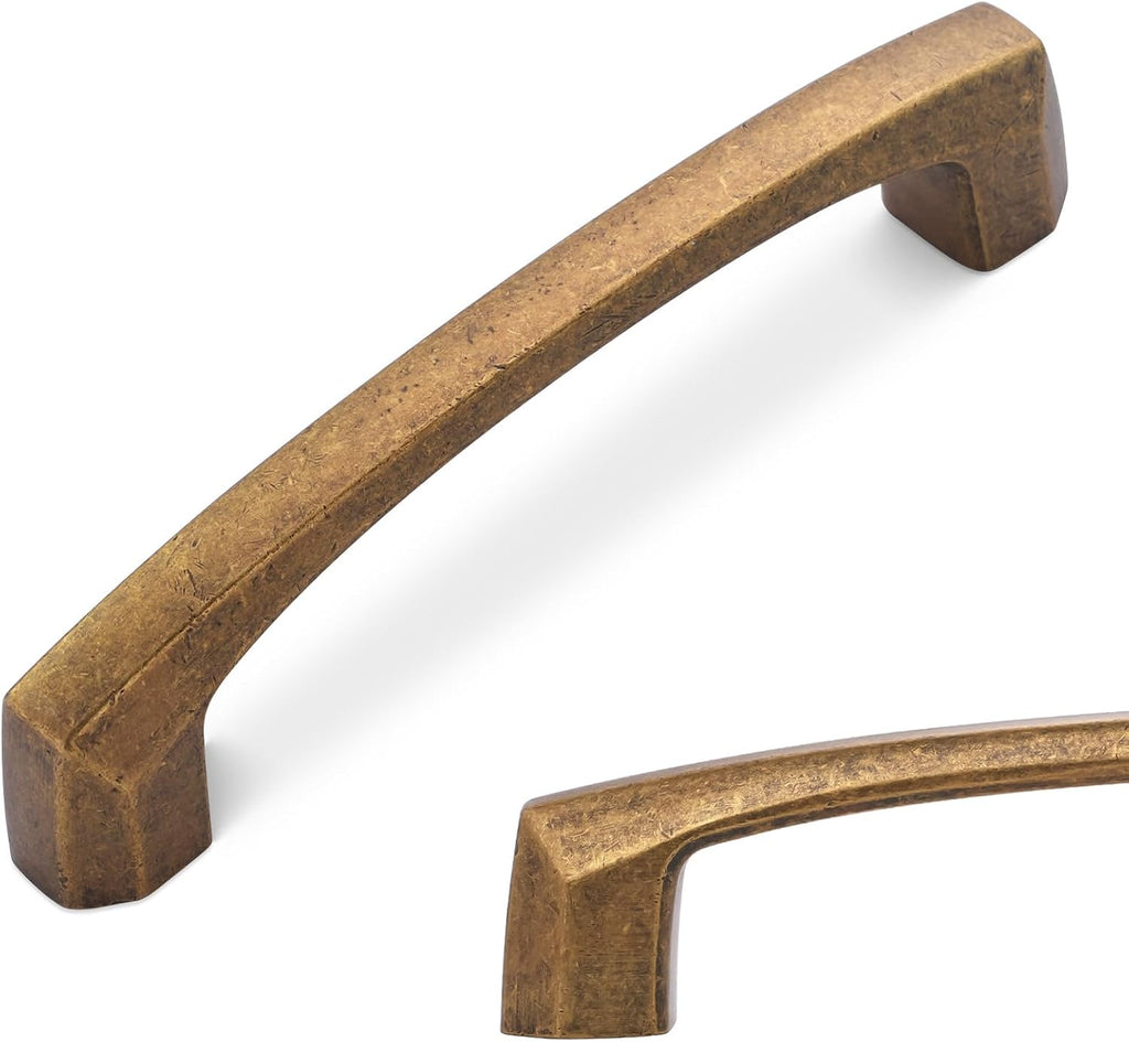 BUKOBYHE 10 Pack 3-3/4 Inch Kitchen Cabinet Handles Brushed Brass Cabinet Pulls Zinc Alloy Drawer Pulls Solid Kitchen Ha