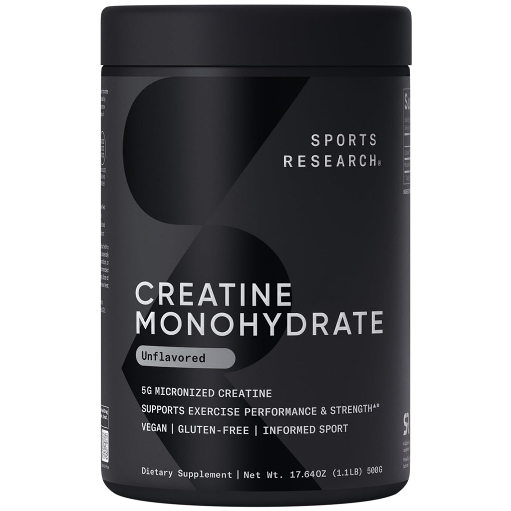 Sports Research Creatine Monohydrate 5g - Polvo para Rendimiento y Recuperación Muscular, 500g
