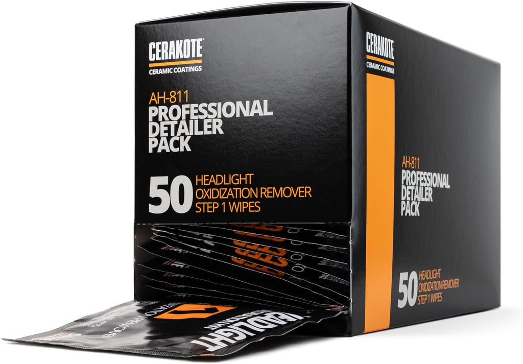 CERAKOTE® Ceramic Headlight Restoration Professional Detailer Pack (50 Step 1 Oxidation Removing Wipes) - Easily Remove
