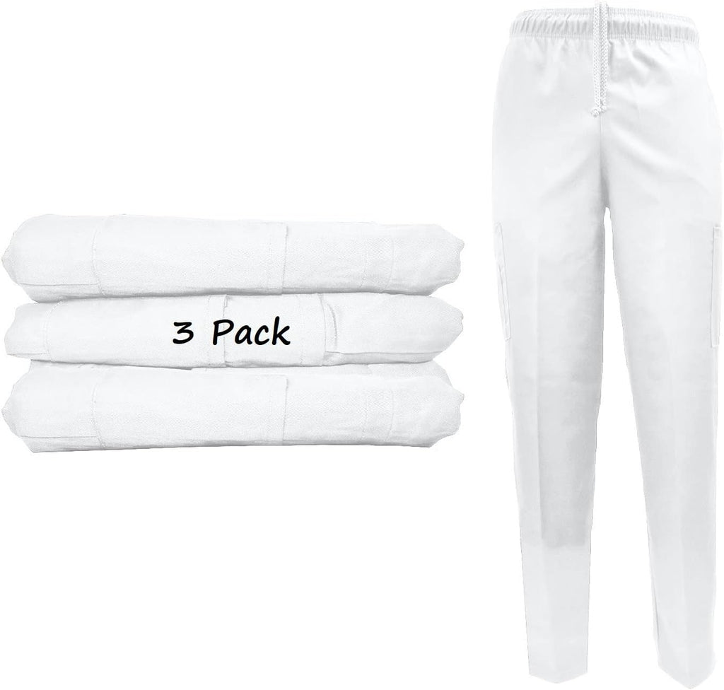 Natural Uniforms Classic Chef Cargo Pants (White 3-Pack, 4X-Large)