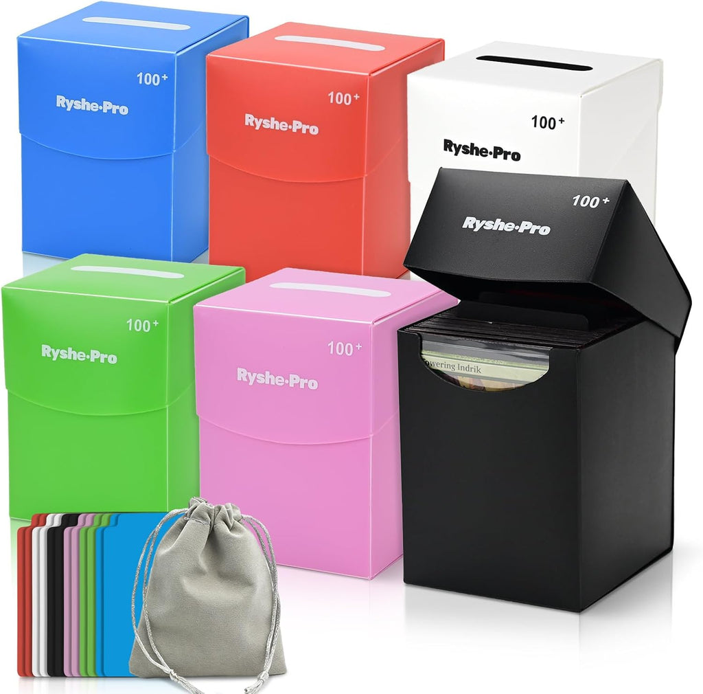 RyshePro 6 Pack 100+ Double-Sleeved Card Deck Box for MTG, Colorful