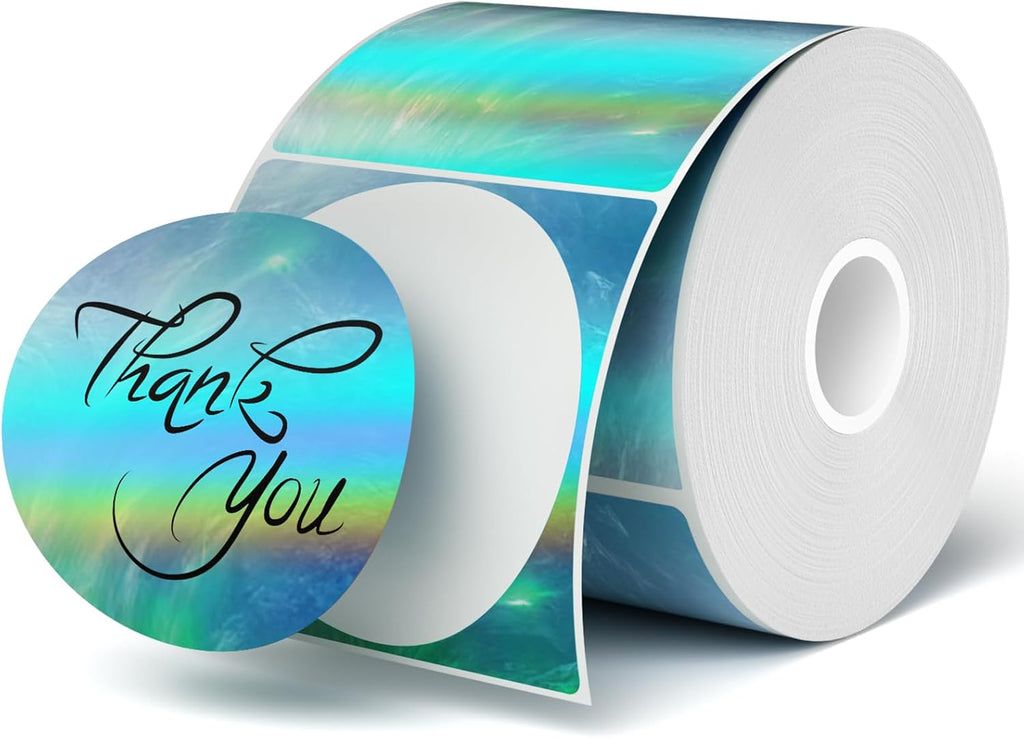 3 Inch Holographic Thermal Sticker Labels, Holographic Thermal Sticker Labels, with Rainbow Wave and Glitter Deign, Suit