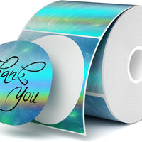 3 Inch Holographic Thermal Sticker Labels, Holographic Thermal Sticker Labels, with Rainbow Wave and Glitter Deign, Suit
