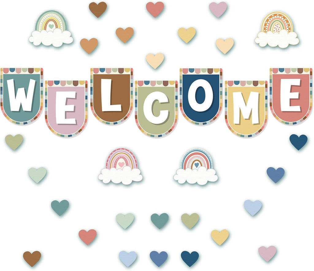 35 Pieces Welcome Bulletin Board - Bohemian Classroom Flags