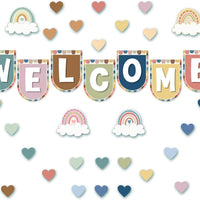 35 Pieces Welcome Bulletin Board - Bohemian Classroom Flags