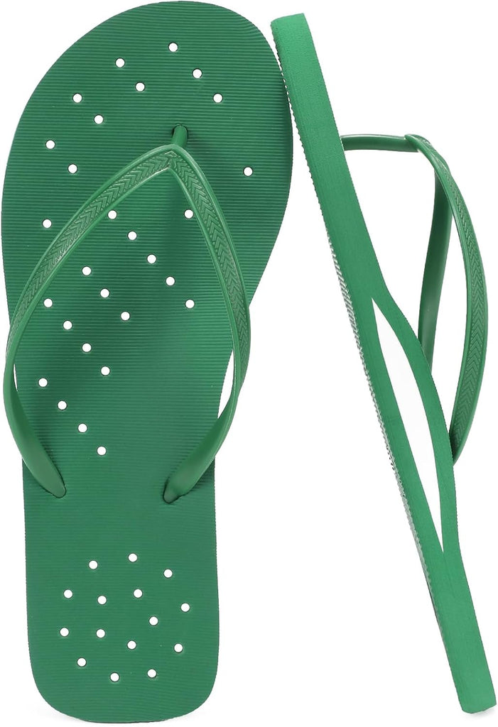 STQ Mens Flip Flops Quick Dry Shower Shoes with Drain Holes Green Size 11