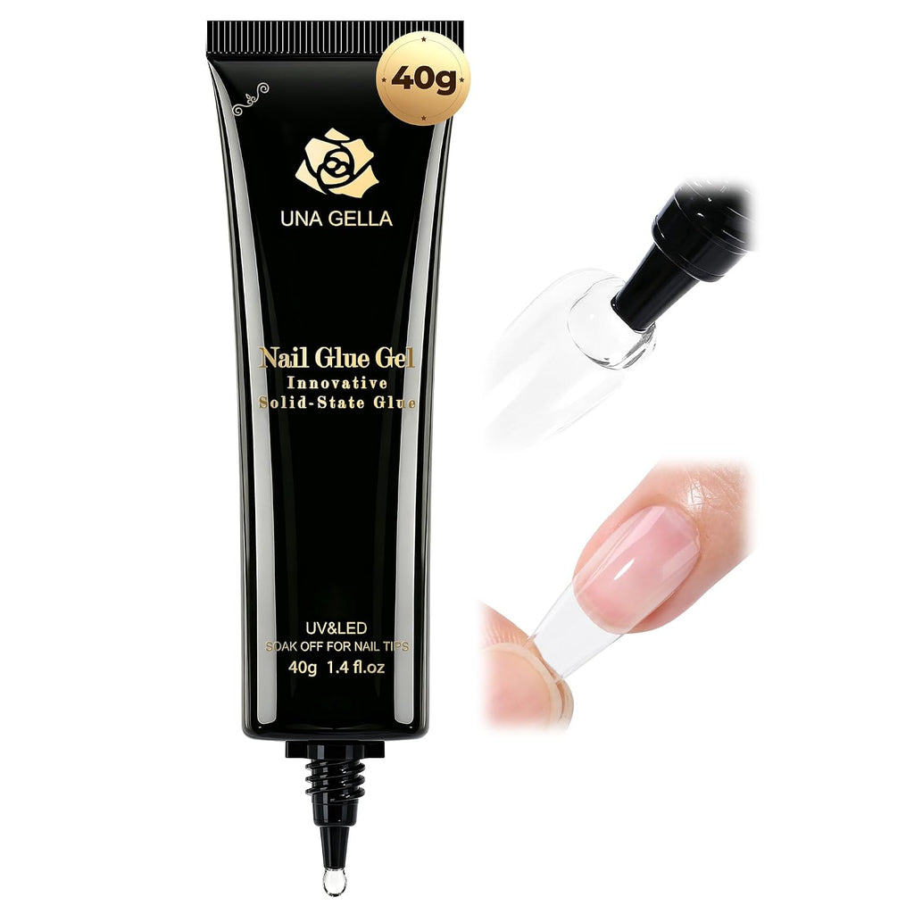 UNA GELLA Gel Nail Glue, Solid Nails Gl ue Gel 40g Lamp Curing Needed Soak Off G LUE Strong Nail G LUE G el for Acrylic