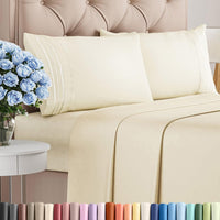 Full Size 4 Piece Sheet Set - Comfy Breathable & Cooling Sheets - Off White