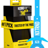 Nxtrnd Two Pro Football Mouth Guard, Permanent Strap, Fits Adult & Youth (Neon Blue)