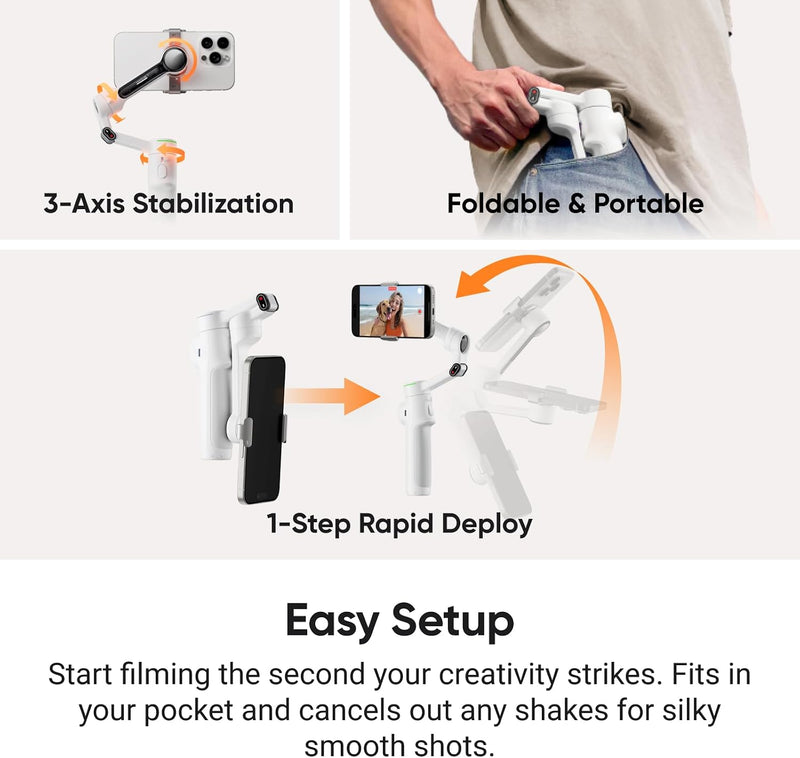 Insta360 Flow 2 Pro - Stone Grey — Estabilizador gimbal para celular con IA