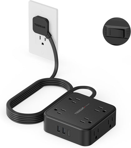 TESSAN Surge Protector Power Strip with 900J Surge Protection, 10 Ft, Black