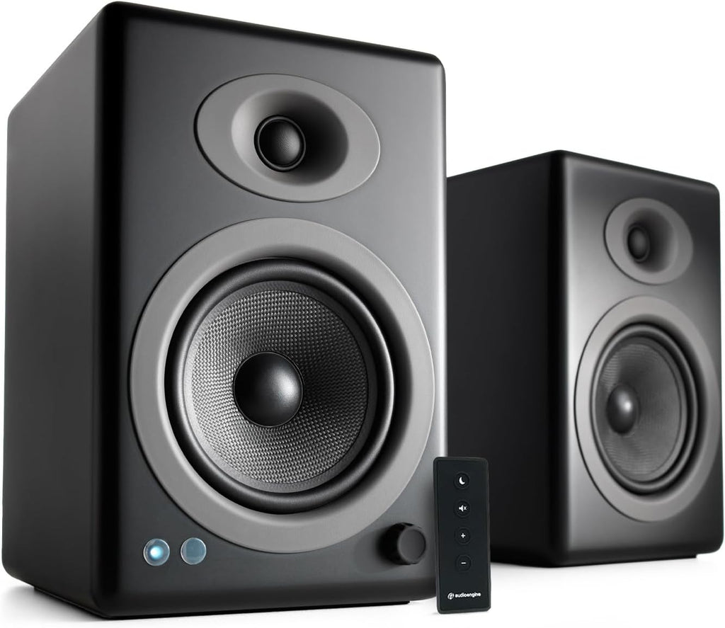 Audioengine A5+ Wired Bookshelf Speakers – Powered Speakers - Gloss White