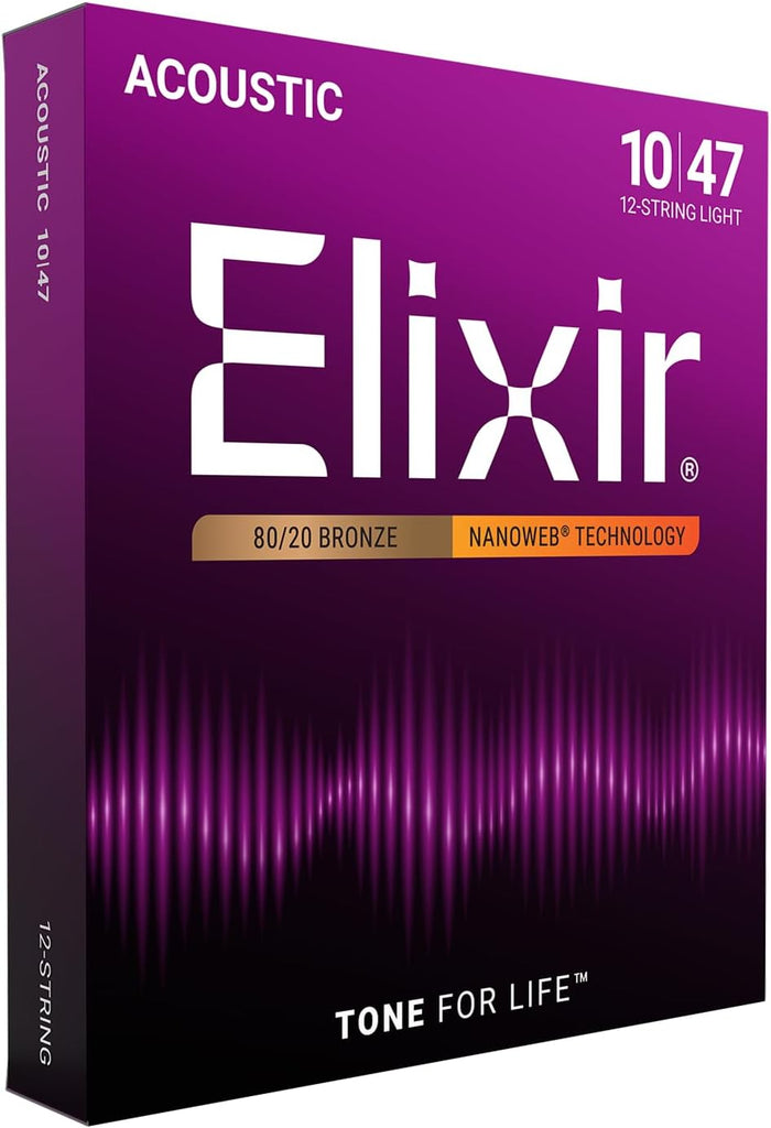 Elixir Strings, Acoustic Guitar Strings, 80/20 Bronze with NANOWEB Technology, Longest-Lasting Bright and Focused Tone F