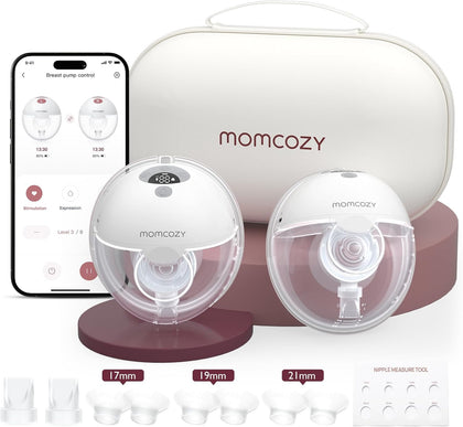 Momcozy M5 Extractor de Leche Inteligente Manos Libres - Pack de 2 (Gris)