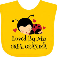 inktastic Loved By My Great Grandma Baby Bib Yellow 20ed5